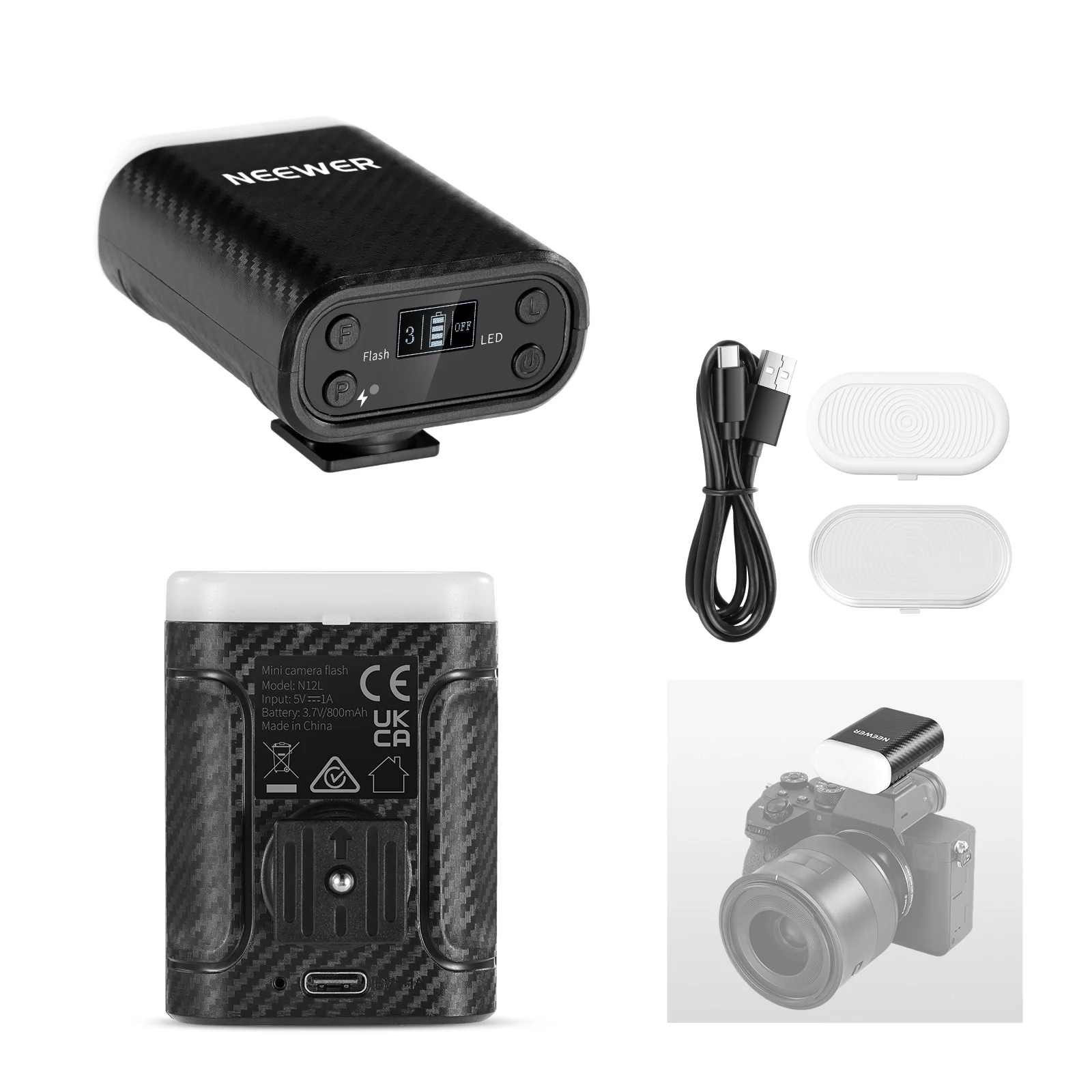 Speedlite Flash External - NEEWER N12L 미니 휴대용 스피드라이트 플래시