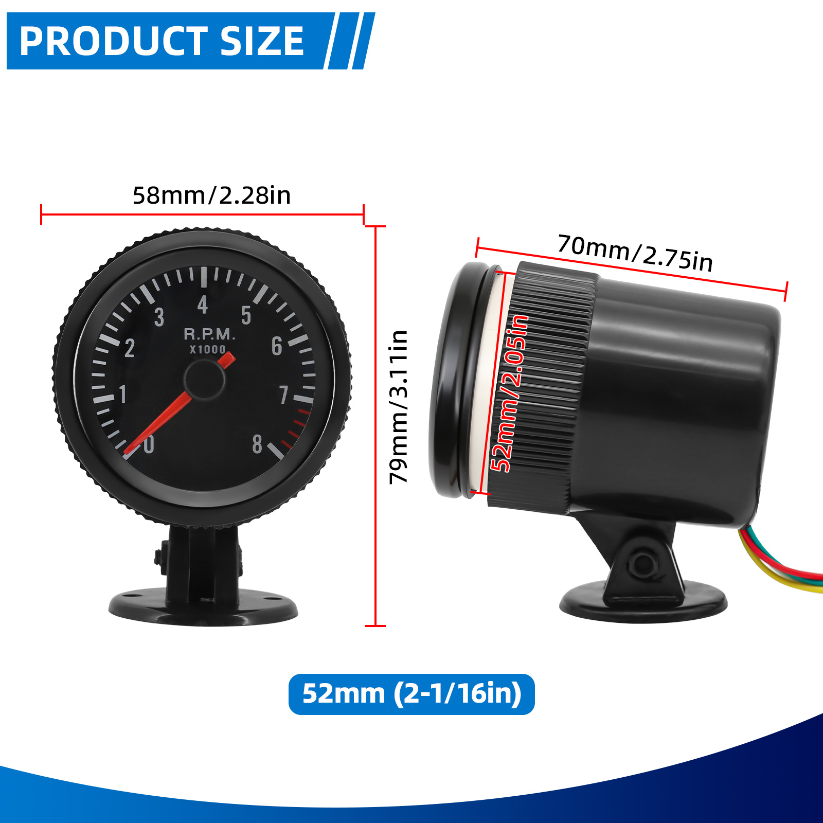 2인치 52mm 타코미터 자동차 미터 RPM 게이지 0 - Light Meter Incident 리뷰 및 가격